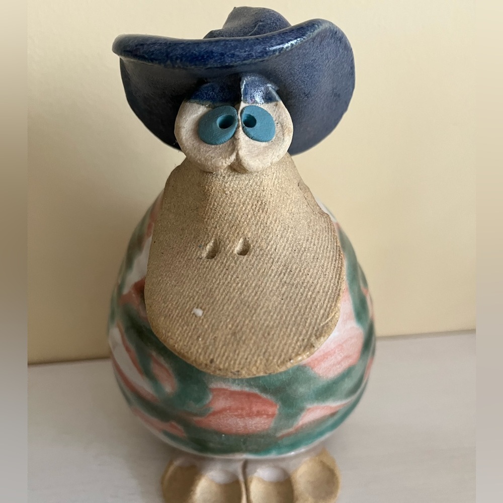 Piggy Bank - Pottery duck with cowboy hat piggy bank